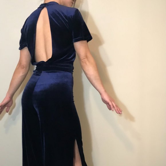 Gorgeous Navy Blue Velvet Romper - Picture 8 of 13